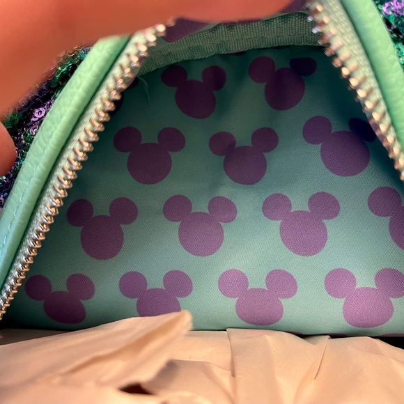 Disney Loungefly backpack sequined teal and purple stunning Minnie Mouse. NWT - Picture 7 of 7